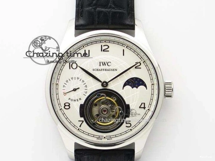 MIROTIME 0113 Portuguese Tourbillon IW5463 RG ZF Best Edition White Dial on Brown Leather Strap Stylish 7174